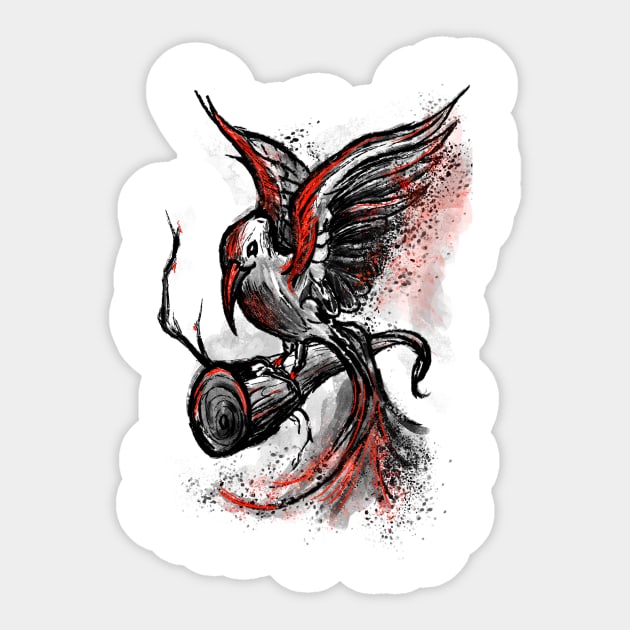 Tropical bird (red) Sticker by consequat